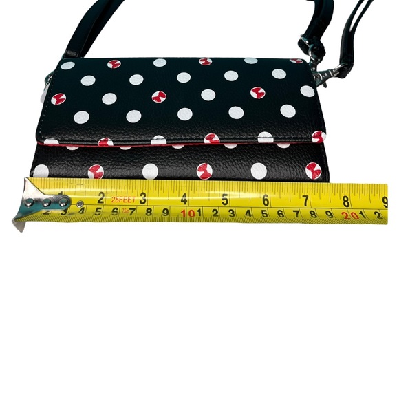 Disney Parks Minnie Mouse Cross Body Purse Wallet Black with Red Bows Wrislet - Picture 7 of 16